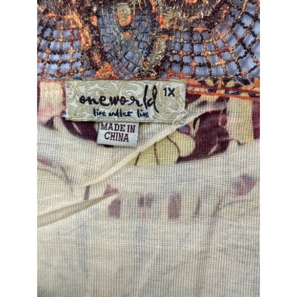 OneWorld Live And Let Live Womens Sleeveless Top 1X Multicolor Paisley Print - Picture 5 of 7